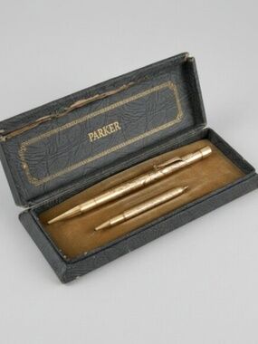 Vintage Parker 51 Pen & Pencil Set Gold Filled WWII Era w Box Rare